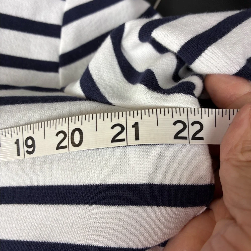 Karen Scott Sport Navy White Striped Zip Up Top Size Large Nautical Old Money - Picture 7 of 8